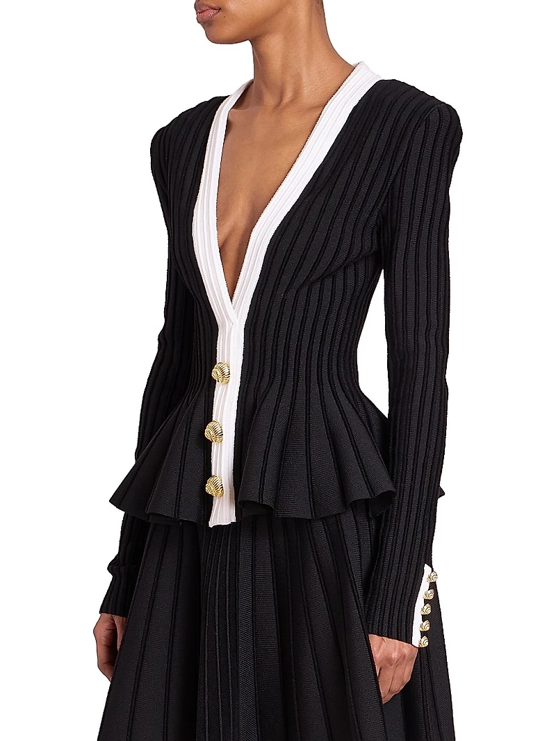 Rib-Knit Peplum Jacket
