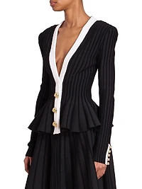 Rib-Knit Peplum Jacket