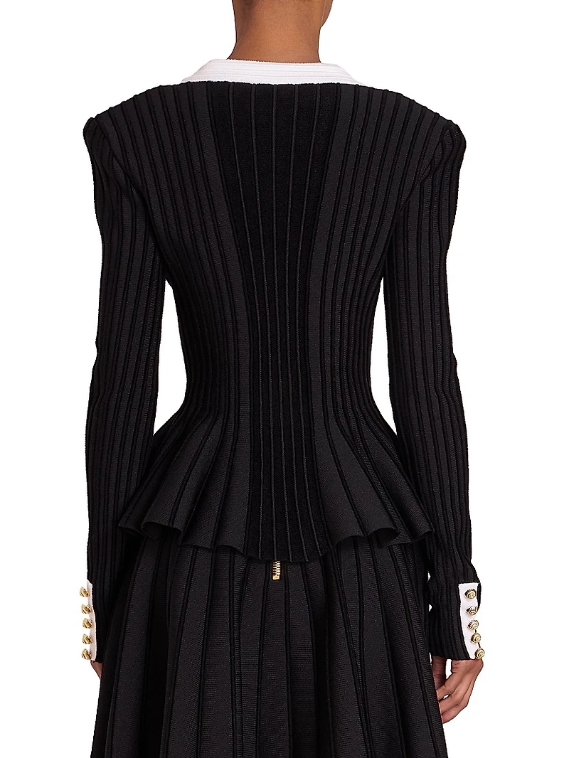 Rib-Knit Peplum Jacket