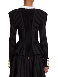 Rib-Knit Peplum Jacket