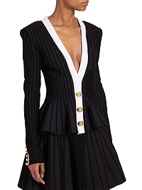 Rib-Knit Peplum Jacket