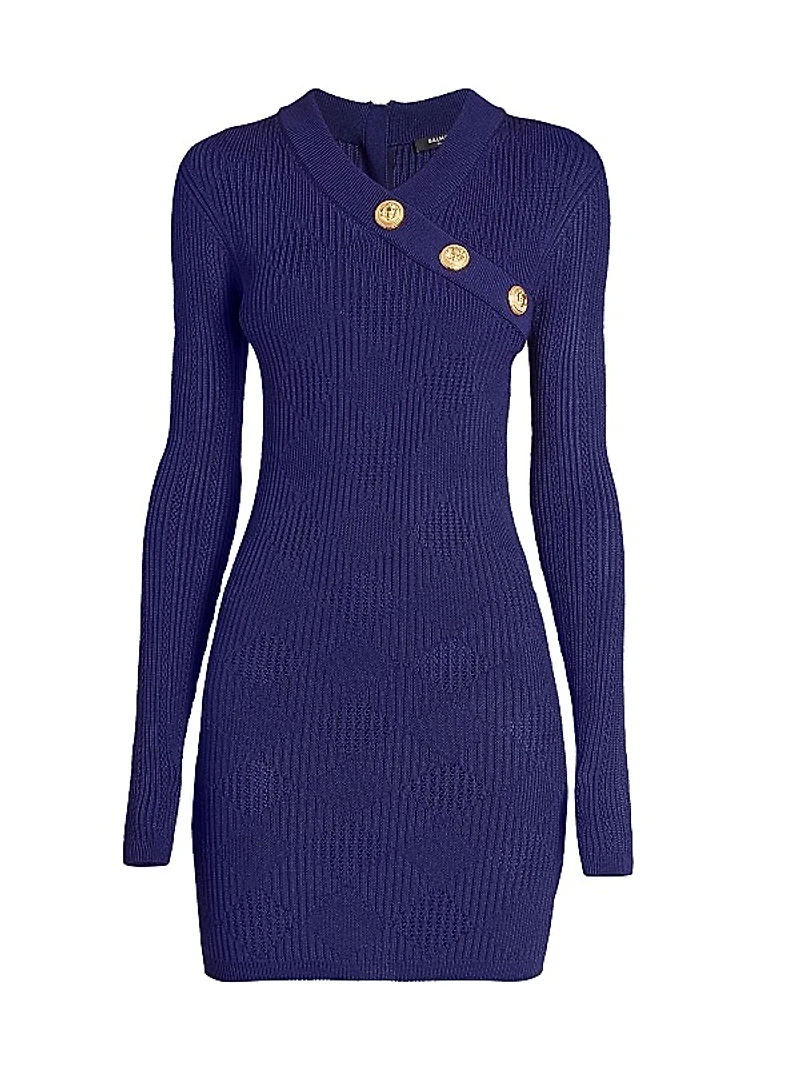 Rib-Knit Surplice Minidress