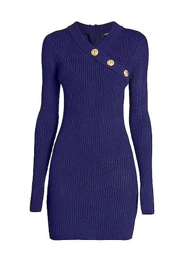 Rib-Knit Surplice Minidress
