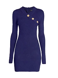 Rib-Knit Surplice Minidress
