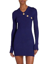 Rib-Knit Surplice Minidress