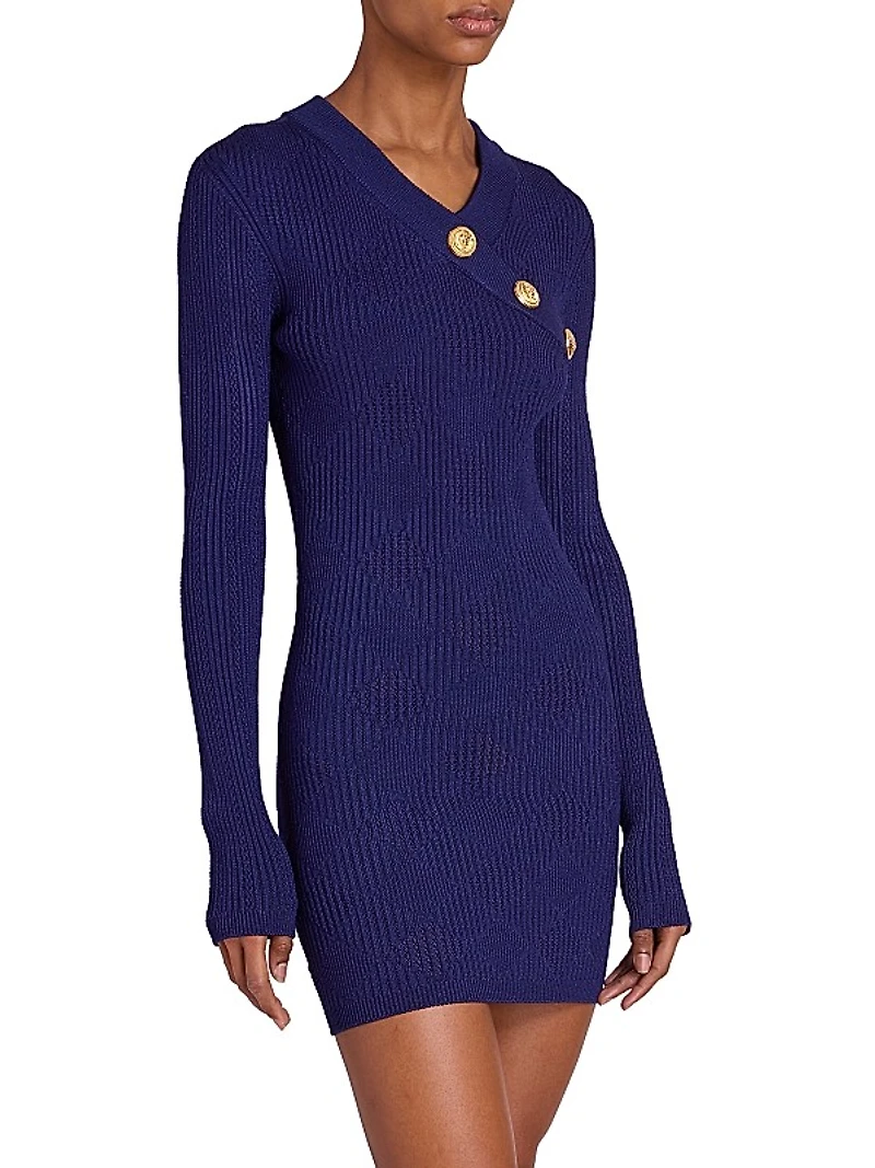 Rib-Knit Surplice Minidress