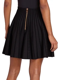 Rib-Knit Flared Miniskirt