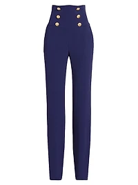 Crepe High-Rise Slim-Straight Pants