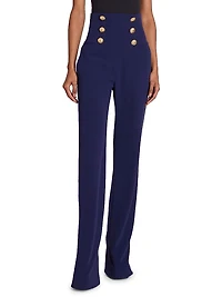 Crepe High-Rise Slim-Straight Pants
