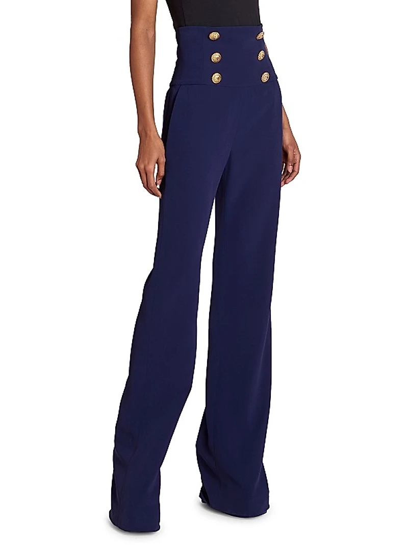 Crepe High-Rise Slim-Straight Pants