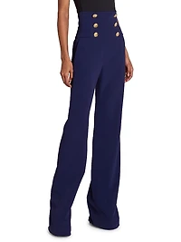 Crepe High-Rise Slim-Straight Pants