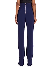 Crepe High-Rise Slim-Straight Pants