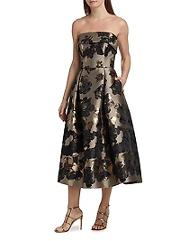 Floral Strapless Cocktail Dress