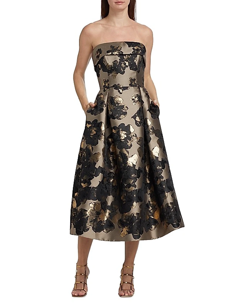 Floral Strapless Cocktail Dress