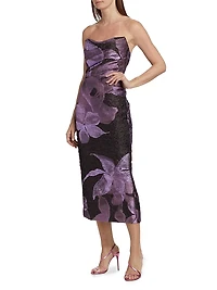 Floral Strapless Cocktail Dress