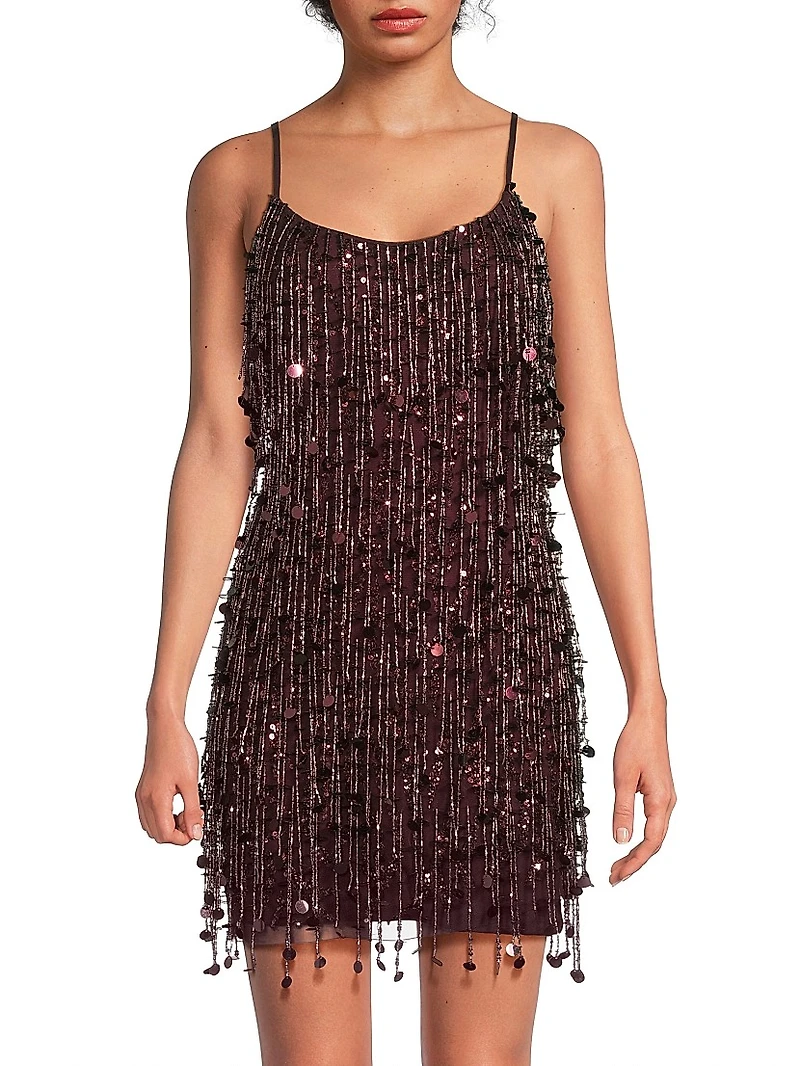 Beaded Scoopneck Minidress