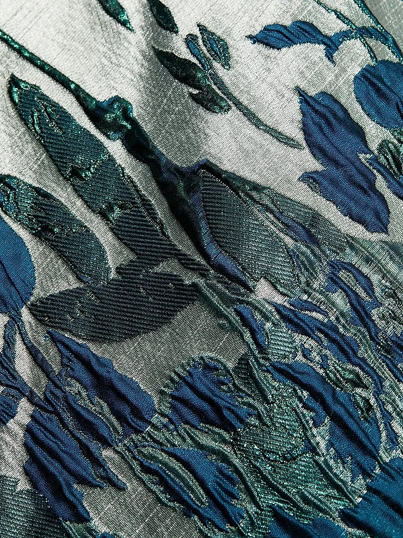 Border Jacquard Off-The-Shoulder Gown