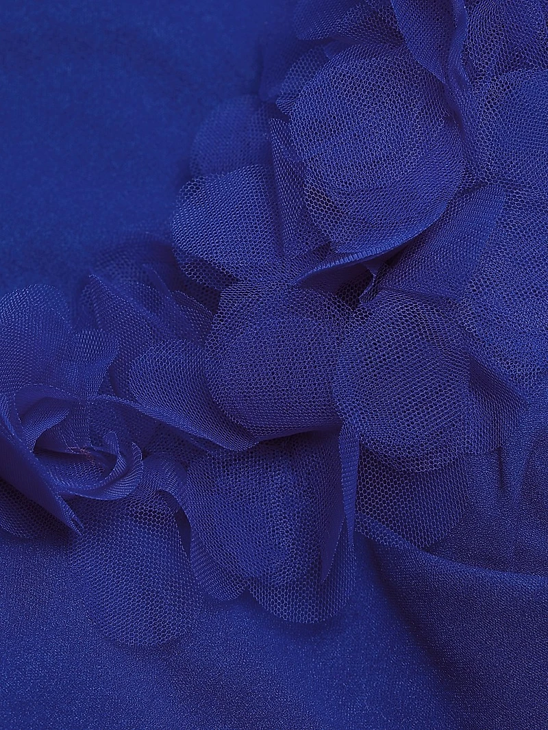 Tulle Flower & Crepe Column Gown