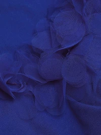 Tulle Flower & Crepe Column Gown