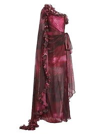 Luminescent Chiffon One-Shoulder Gown