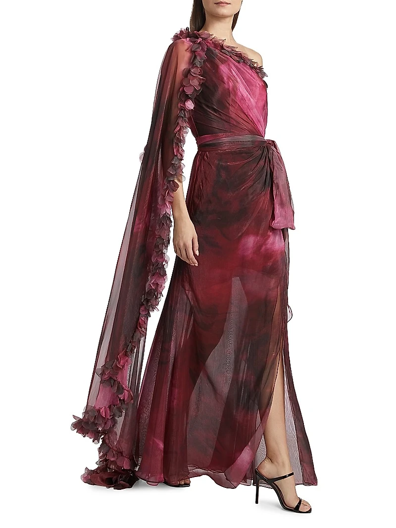 Luminescent Chiffon One-Shoulder Gown