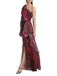 Luminescent Chiffon One-Shoulder Gown