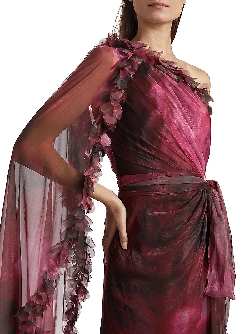 Luminescent Chiffon One-Shoulder Gown