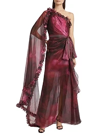 Luminescent Chiffon One-Shoulder Gown