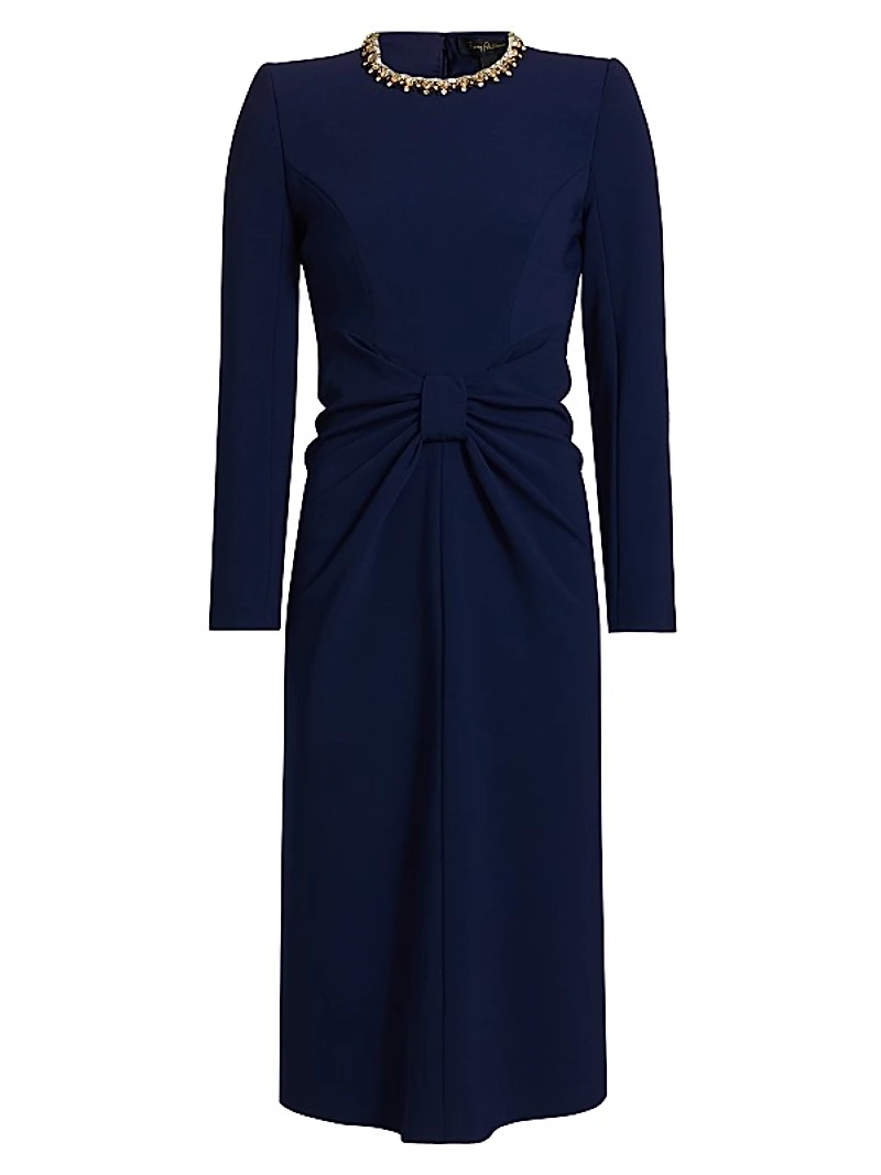 Sunday Embellished Neck Tie Midi-Dress