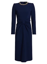 Sunday Embellished Neck Tie Midi-Dress