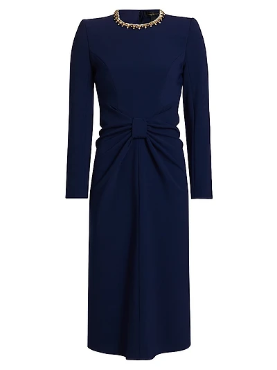 Sunday Embellished Neck Tie Midi-Dress