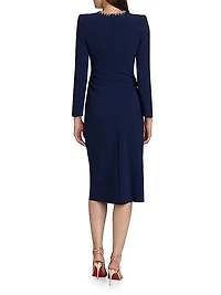 Sunday Embellished Neck Tie Midi-Dress