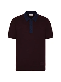 Wool Polo T-Shirt with V-Logo