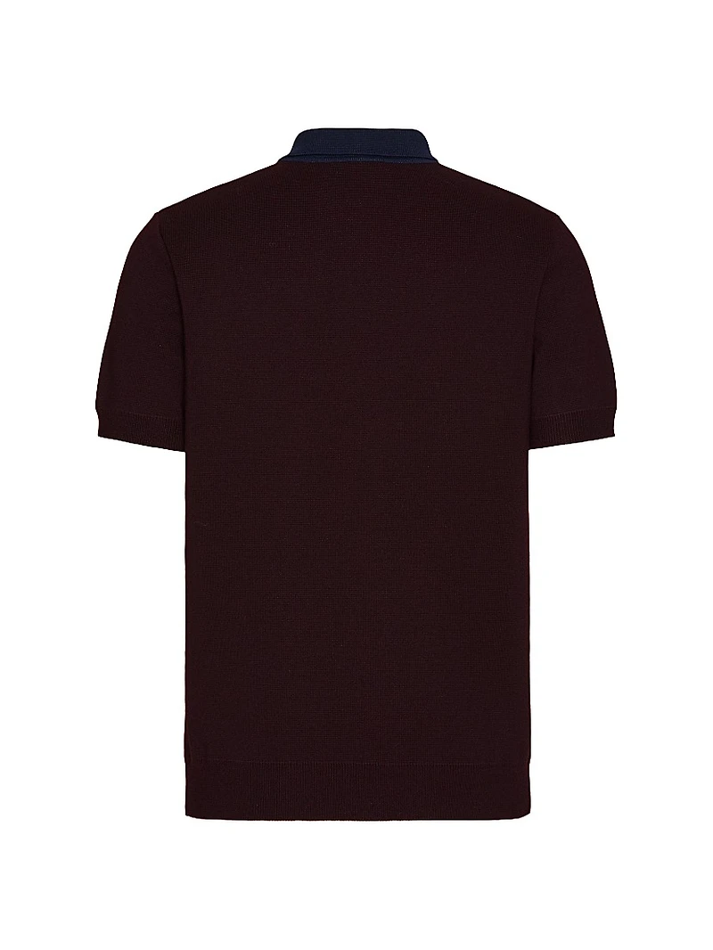 Wool Polo T-Shirt with V-Logo