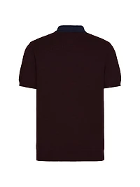 Wool Polo T-Shirt with V-Logo