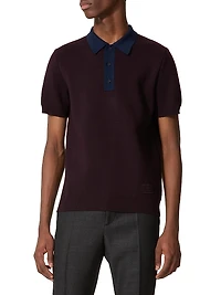 Wool Polo T-Shirt with V-Logo