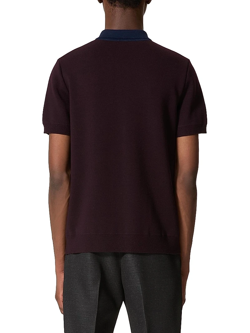 Wool Polo T-Shirt with V-Logo