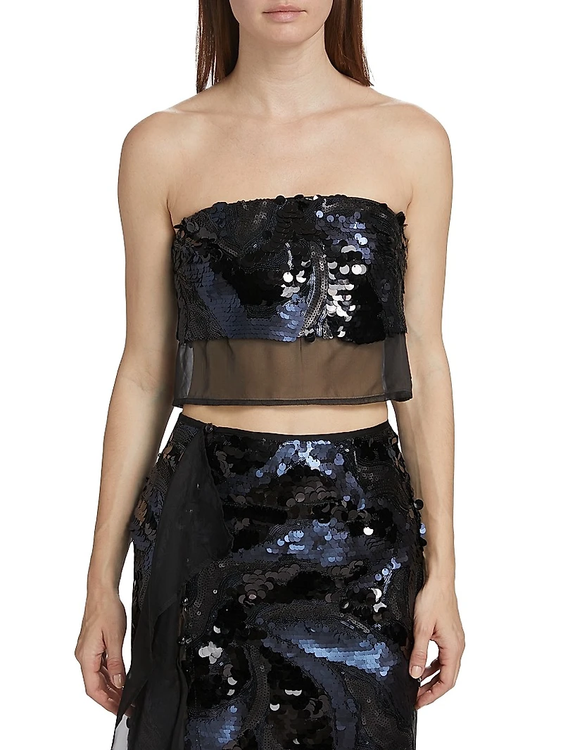 Centauri Sequined Chiffon Crop Top