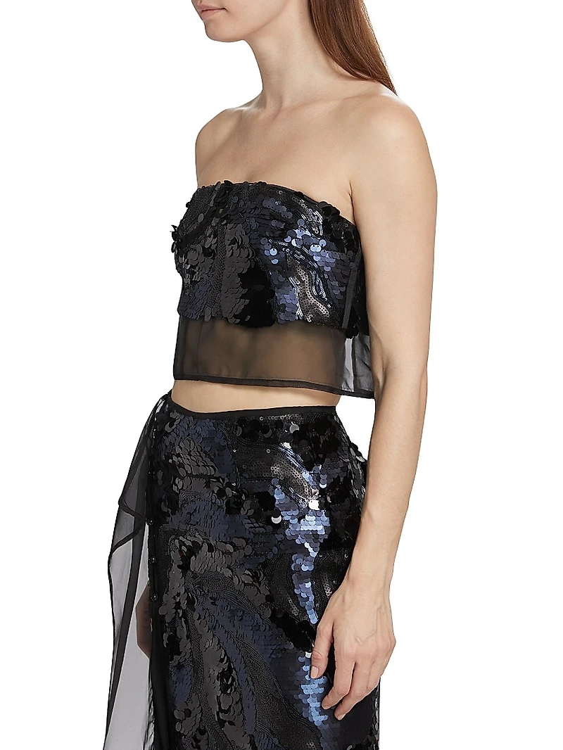 Centauri Sequined Chiffon Crop Top