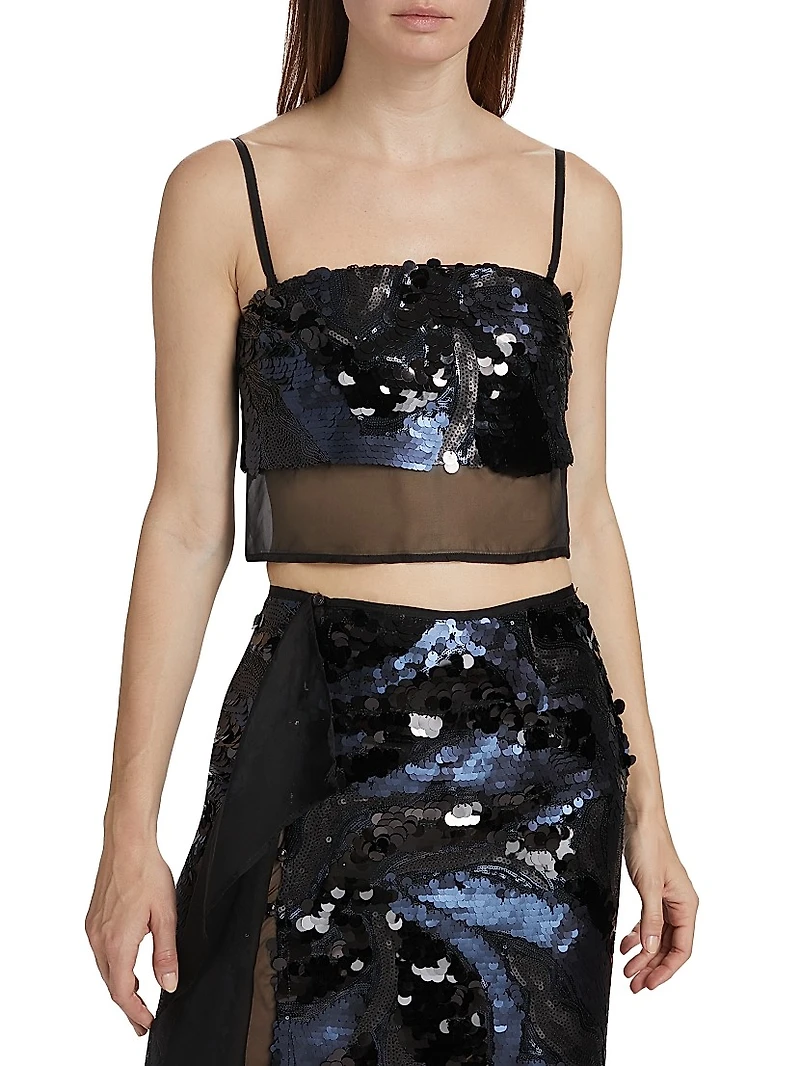 Centauri Sequined Chiffon Crop Top