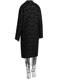 Metallic Chevron Knee-Length Coat