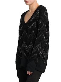 Oversized Chevron V-Neck Sweater