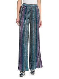 Metallic Stripe Flared Pants