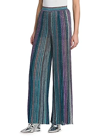 Metallic Stripe Flared Pants