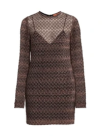 Sheer Metallic Knit Minidress