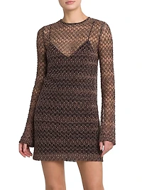 Sheer Metallic Knit Minidress