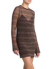 Sheer Metallic Knit Minidress