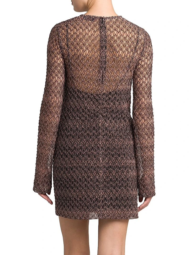 Sheer Metallic Knit Minidress