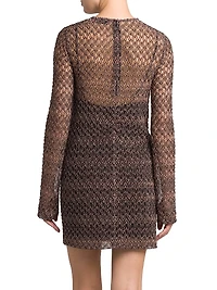 Sheer Metallic Knit Minidress