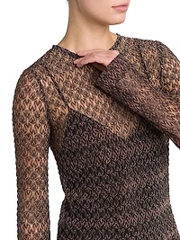 Sheer Metallic Knit Minidress